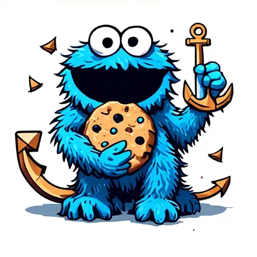 Cookie Monster with an anchor tattoo featuring tattoo design idea