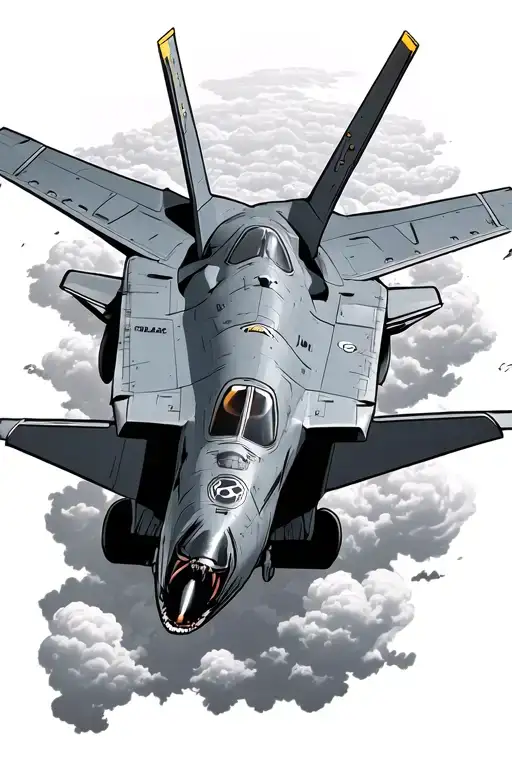 F14 tomcat soaring through the clouds tattoo design idea