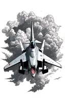 F14 tomcat soaring through the clouds tattoo design idea