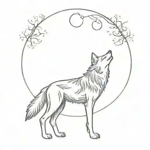 wolf and full moon tattoo design idea