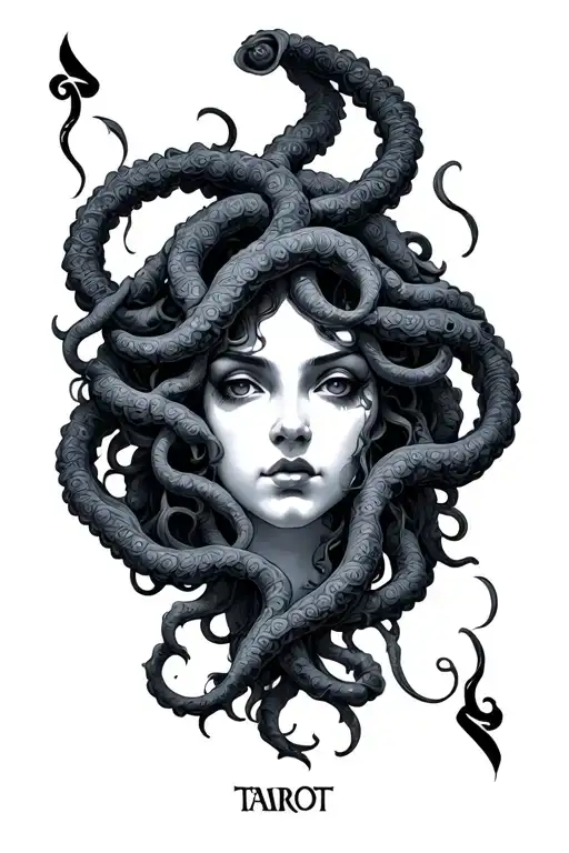 tarot card featuring Medusa tattoo design idea