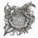Never Give Up tattoo design idea