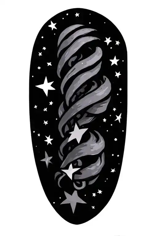 offspring logo incorporated with stars scattered tattoo design idea