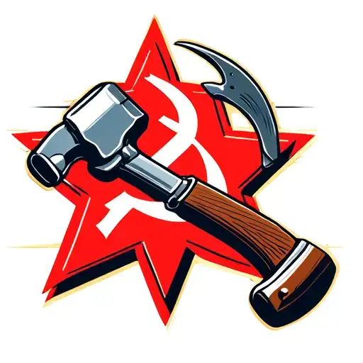 Hammer and sickle in a red star tattoo design idea