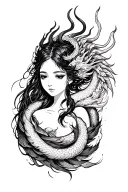 Ryujin can be seen wrapped around a girl. It can symbolize strength, wisdom and protection. tattoo design idea