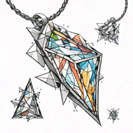 Five shards of prism pendants a few millimeters apart, embedded in the skin tattoo design idea