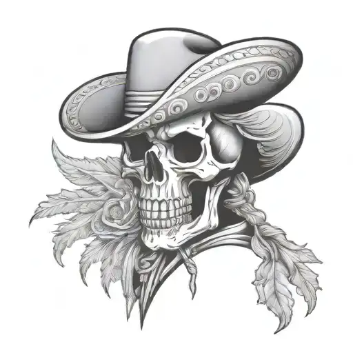 Skelton with a Colombian sombrero tattoo design idea