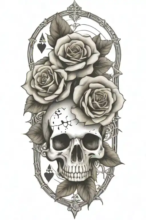 Western,Playing Cards, Roses,Barbed wire,Cross tattoo design idea