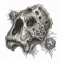 dungeons and dragons d20 dice, dog paw print tattoo design idea