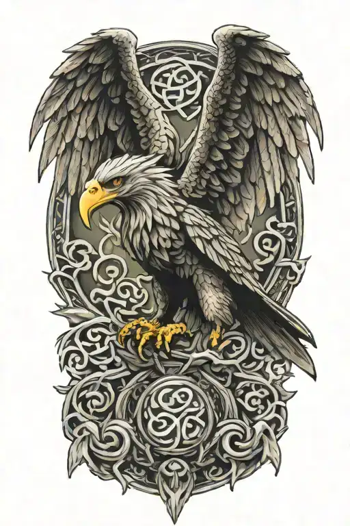 Celtic Dragon flying eagle tattoo design idea