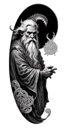 lord of the rings story in celtic style knot work tattoo featuring balrog and gandalf tattoo design idea