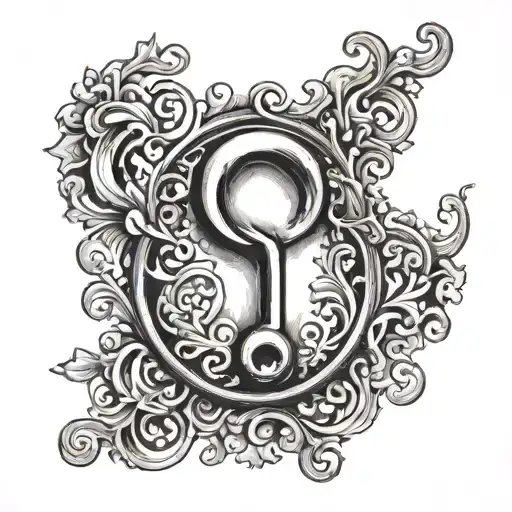 semi colon keyhole lock tattoo design idea
