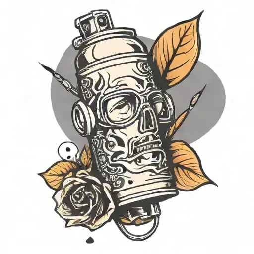 spray can with face tattoo design idea