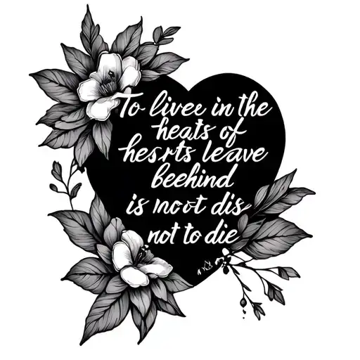 feminine, fine line tattoo of "To live in the hearts of those we leave behind, is not to die: tattoo design idea