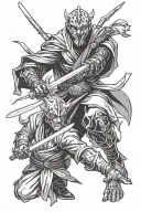 drizzt do'urden fighting darth maul drawn tattoo design idea