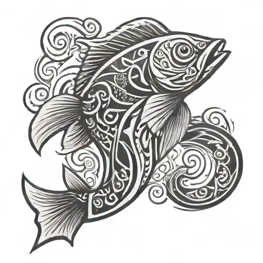 Hawaiian tribal of fish hook tattoo design idea
