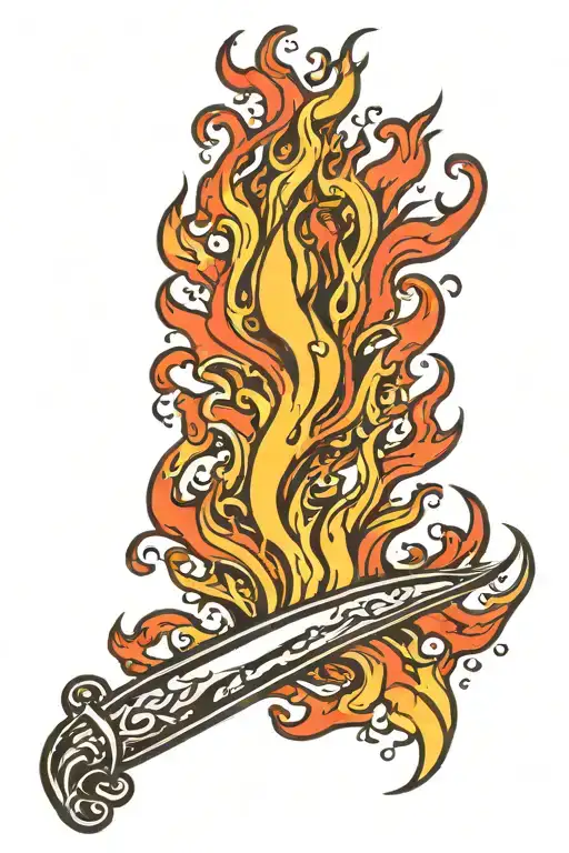 fire flames left arm tattoo design idea