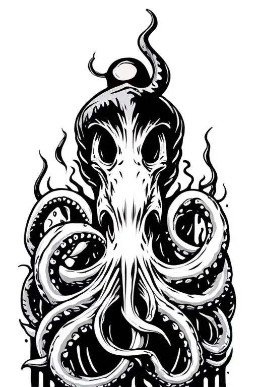 kraken black and grey tattoo design idea