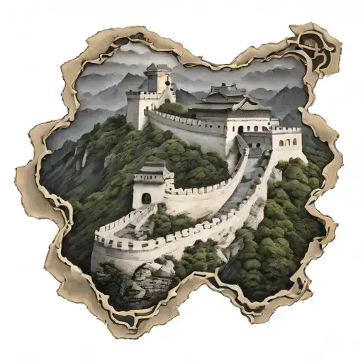 Great Wall of China thigh tattoo tattoo design idea