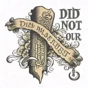 text on a forearm in gothic letters "did not whitelist our IPs" tattoo design idea