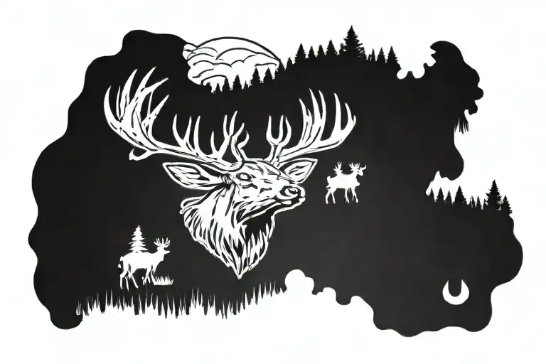 hunting  whitetail deer in the state of Iowa logo   tattoo design idea