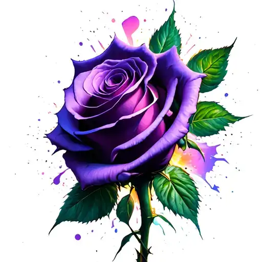 purple rose with exploding head tattoo design idea