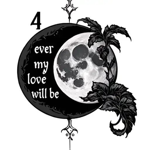 "4 ever my love will be " Gothic Moon tattoo design idea