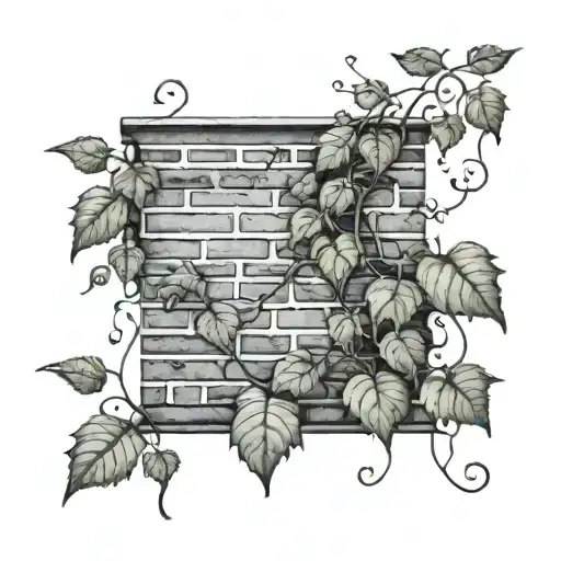 brick wall with ivy vines tattoo design idea
