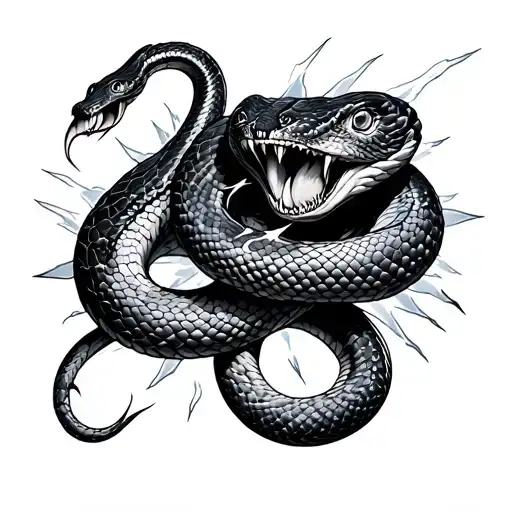 madusa snake lightning striking tattoo design idea