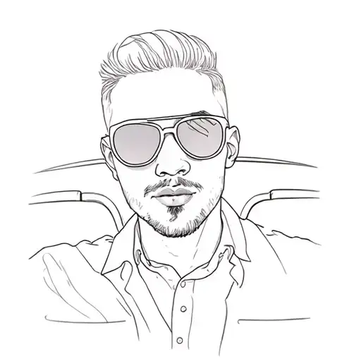 a man wearing sunglasses in a car tattoo design idea
