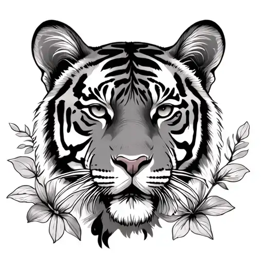 August Birthflowers, July Birthflowers, Tiger with 2 subs, Christopher August 12 2019, Hudson July 18 2022 tattoo design idea