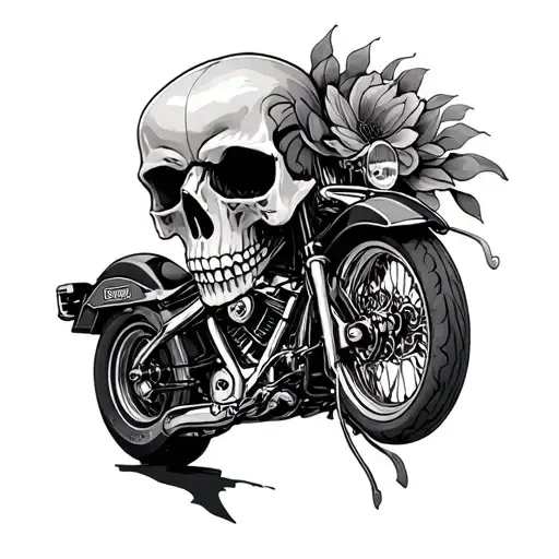 skull with Harley davidson tattoo design idea