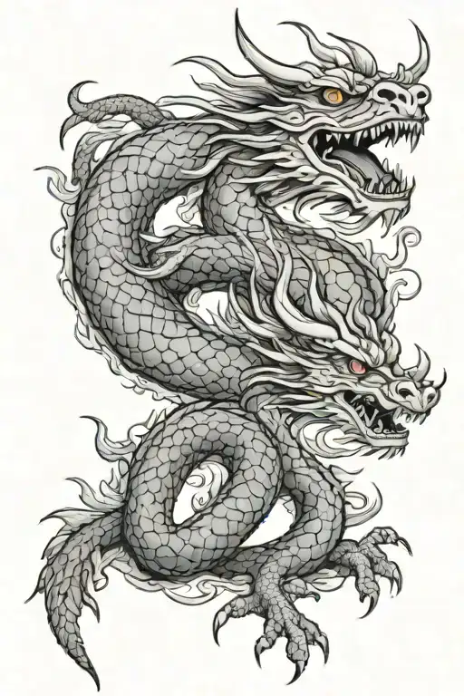a Japanese dargon wiht a samuri tattoo design idea