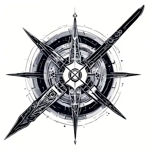 cyber sigilism sword tattoo design idea