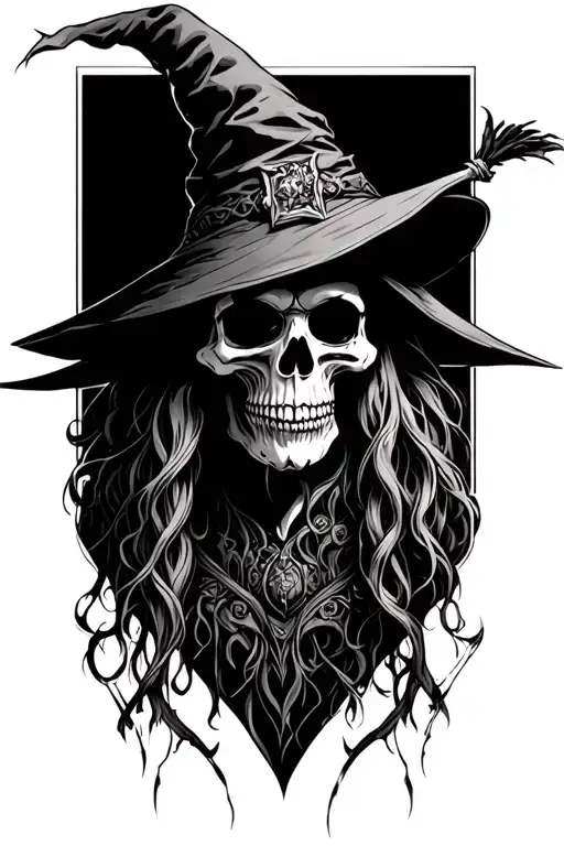 skull witch profile baba yaga tattoo design idea
