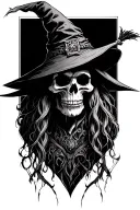 skull witch profile baba yaga tattoo design idea