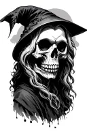 skull witch profile baba yaga tattoo design idea