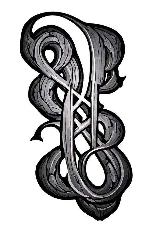 "Victoria" wooden runes engraved tattoo design idea