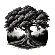 live oak tree tattoo design idea
