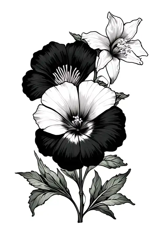 one cosmo flower two morning glory flowers and one daffodil flowers for the inside of the hip and make it tiny  tattoo design idea