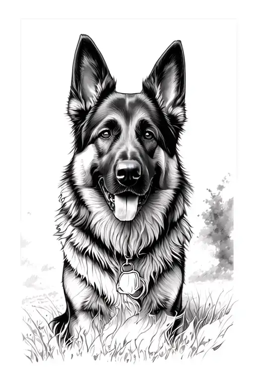 german shepherd dog tattoo design idea