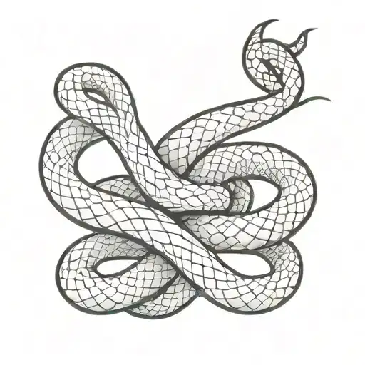 snake slithering inbetween 3 hearts tattoo design idea