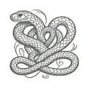 snake slithering inbetween 3 hearts tattoo design idea