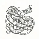 snake slithering inbetween 3 hearts tattoo design idea