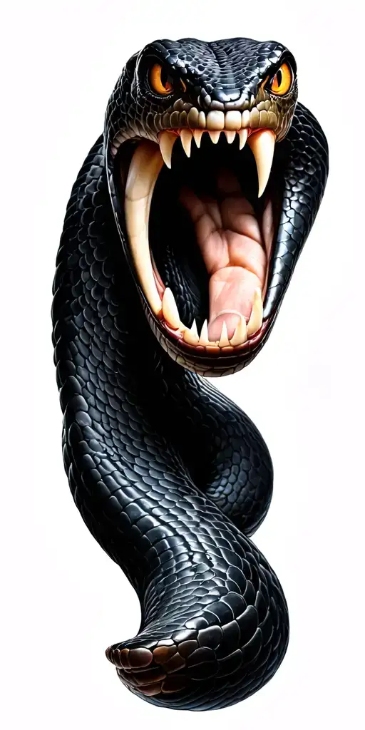 black mamba snake 3D fangs showing ending with head of snake on hand tattoo design idea