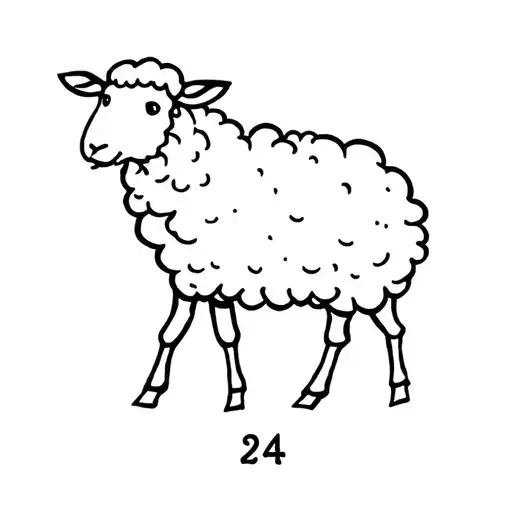 sheep and number 24 tattoo design idea