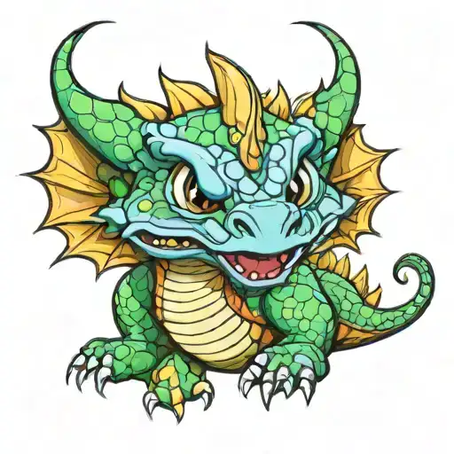 baby scaleless dragon stencil tattoo design idea