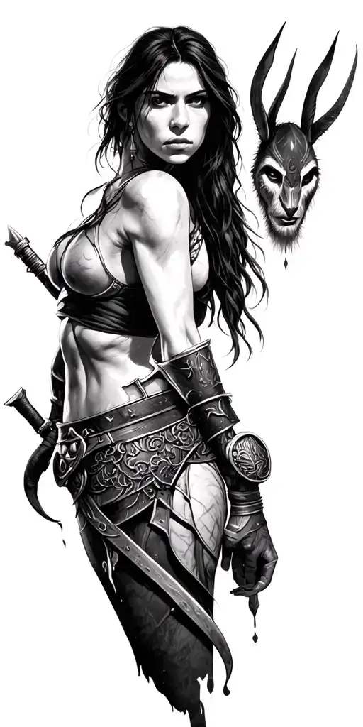 lara croft tomb raider inspired tattoo featuring viking designs and frank from donnie darko tattoo design idea