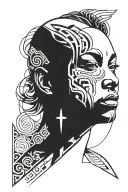 a calm but sometimes violent character's face tattoo tattoo design idea