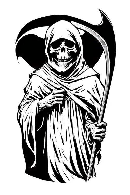 simple grim reaper holding a scythe tattoo design idea